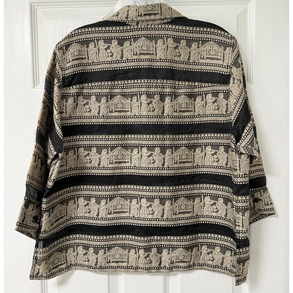 Chico's Design Women's Black & Gold Artsy Sheer Top Size 1. - Picture 7 of 11